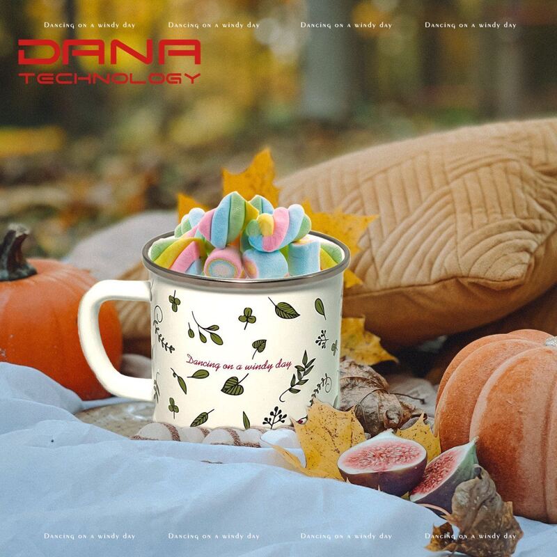 Flower Theme 8x8cm Custom Style 12 Oz Enamel Mug Coffee Mug Camping White Coffee Enamel Cup Mug for Printing