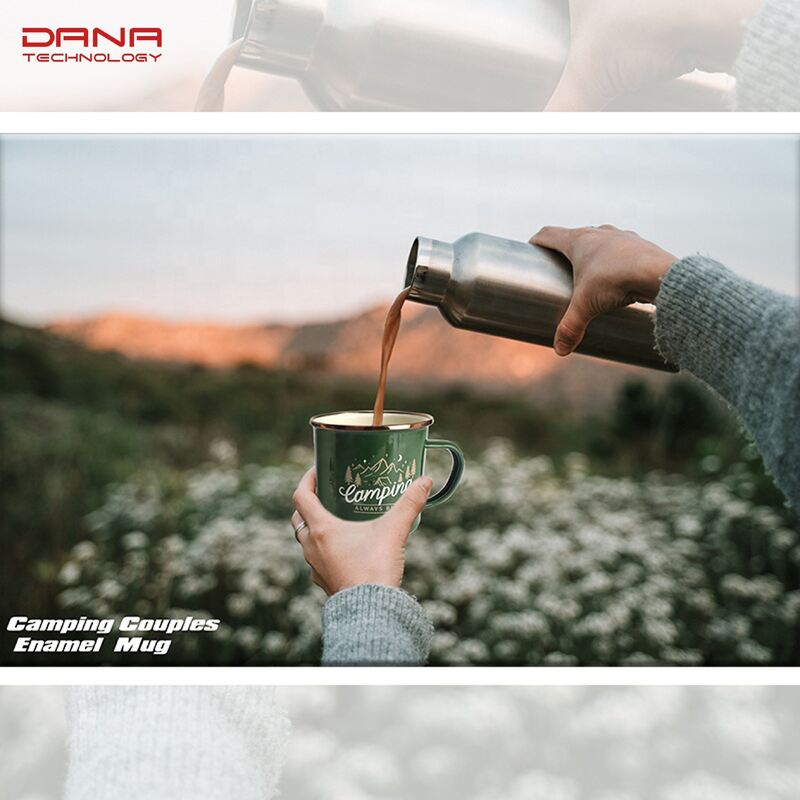 Flower Theme 8x8cm Custom Style 12 Oz Enamel Mug Coffee Mug Camping White Coffee Enamel Cup Mug for Printing