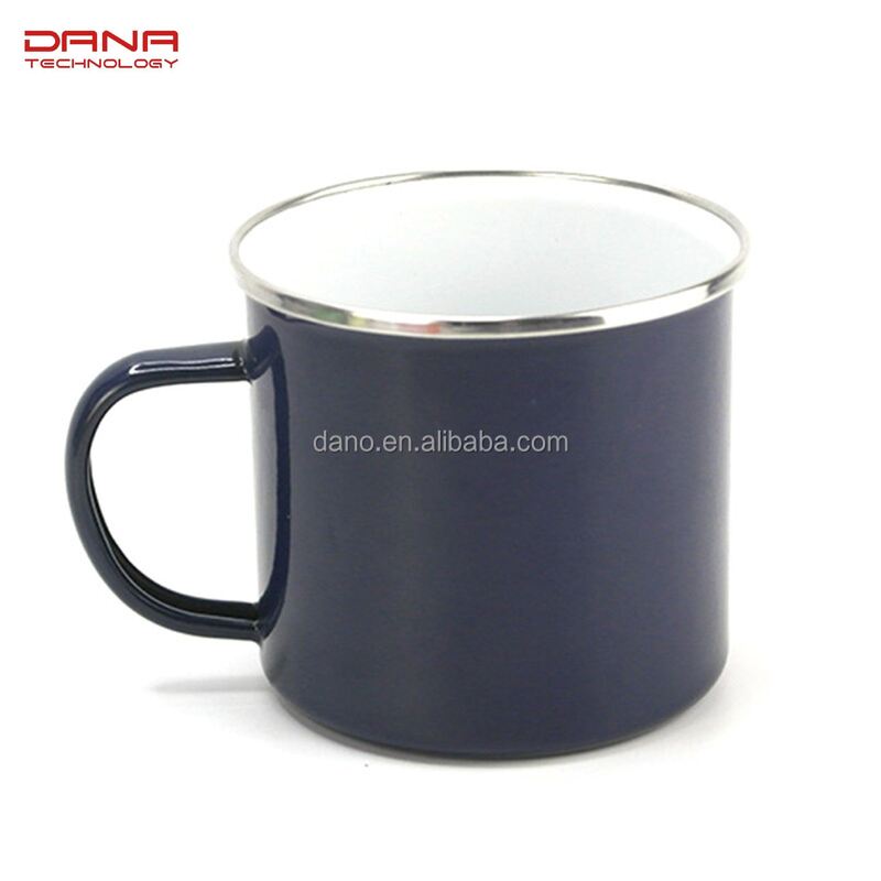 8x8cm Thickness 0.5mm Enamel Coffee Cup Metal Steel Mug Custom Logo Printing 8oz Camping Milk Mug