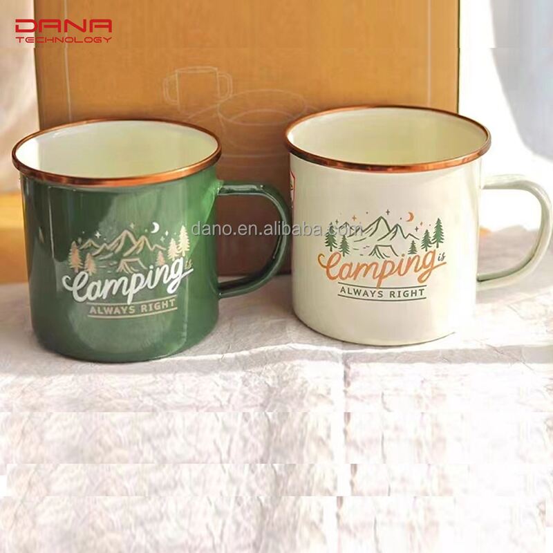 8x8cm Thickness 0.5mm Enamel Coffee Cup Metal Steel Mug Custom Logo Printing 8oz Camping Milk Mug