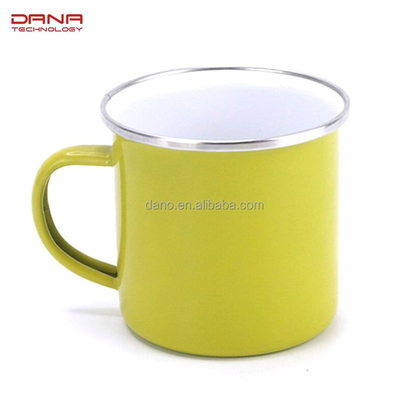 8x8cm Thickness 0.5mm Enamel Coffee Cup Metal Steel Mug Custom Logo Printing 8oz Camping Milk Mug