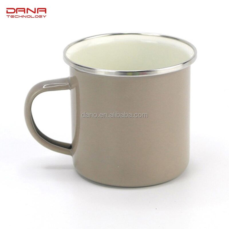 8x8cm Thickness 0.5mm Enamel Coffee Cup Metal Steel Mug Custom Logo Printing 8oz Camping Milk Mug