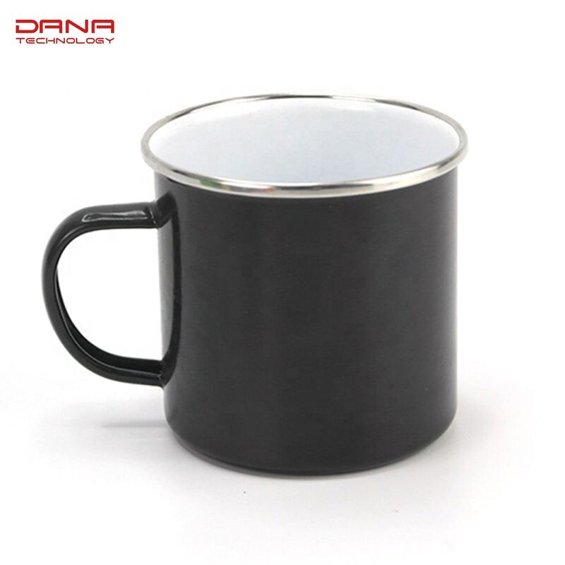 8x8cm Thickness 0.5mm Enamel Coffee Cup Metal Steel Mug Custom Logo Printing 8oz Camping Milk Mug