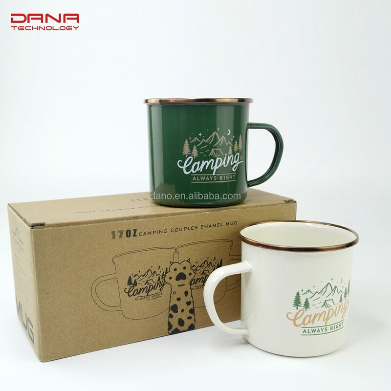 Handmade 0.5mm Thickness 20oz Enamel Coffee Cup Metal Steel Mug Custom Logo Printing Camping Mug Milk Mug with Decal