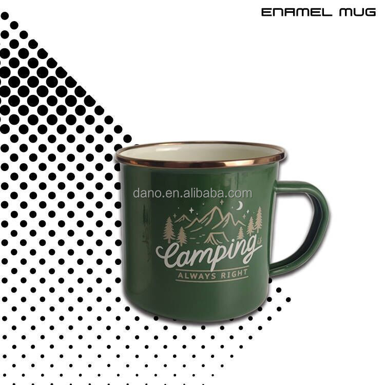 Handmade 0.5mm Thickness 20oz Enamel Coffee Cup Metal Steel Mug Custom Logo Printing Camping Mug Milk Mug with Decal