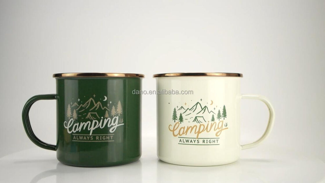 Handmade 0.5mm Thickness 20oz Enamel Coffee Cup Metal Steel Mug Custom Logo Printing Camping Mug Milk Mug with Decal