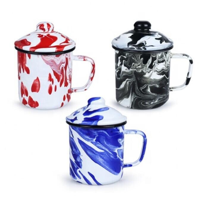 Customized Color Floating Drawing Design Enamel Mugs Sets Camping Mug Coffee Mug Featuring High Temperature Logo Printing