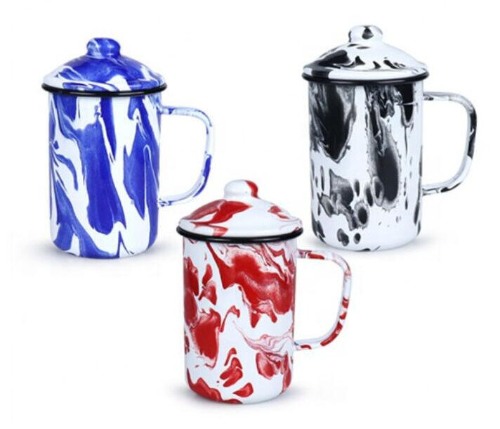 Customized Color Floating Drawing Design Enamel Mugs Sets Camping Mug Coffee Mug Featuring High Temperature Logo Printing