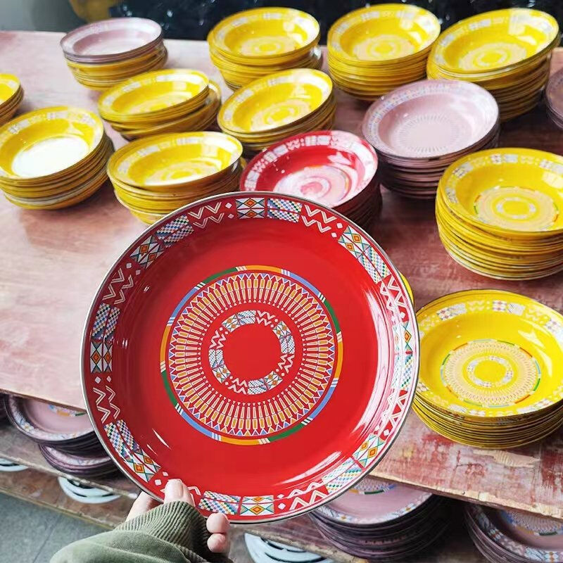 Customized Color Turkish Tea Cup Set Enamel Teapot 0.8L 12L 18L 24L Capacity