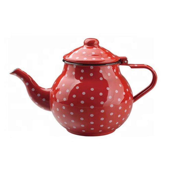 Thickness 0.8mm 350ml Small Size Enamel Teapot 0.7L Fat Kettle for Tea Preparation