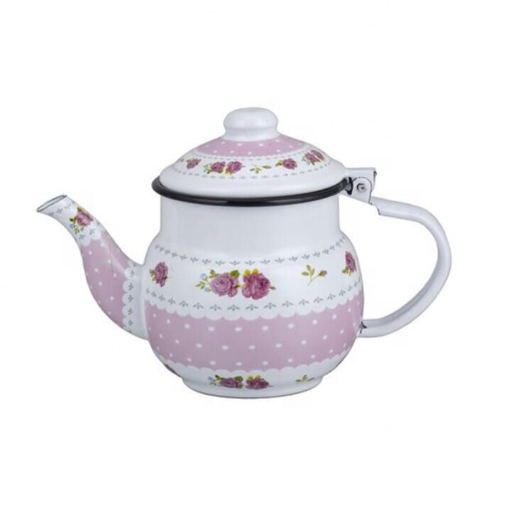 Thickness 0.8mm 350ml Small Size Enamel Teapot 0.7L Fat Kettle for Tea Preparation