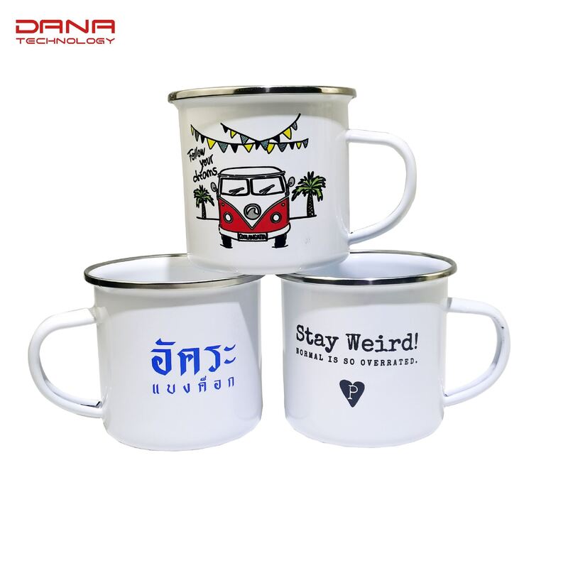 Classical Style Enamel Mug 6cm 7cm 8cm 9cm 10cm 11cm 12cm 14cm 15cm Travel Coffee Mug Custom Printed Artwork Design