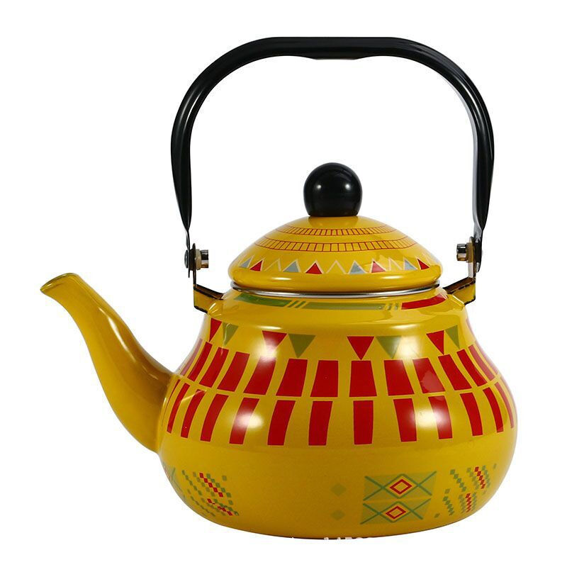 0.7L 1.2L 1.5L Daily Pearshape Enamel Kettle Classic Decorative Flower Enamel Teapot Metal Steel Tea Pot Handle Included