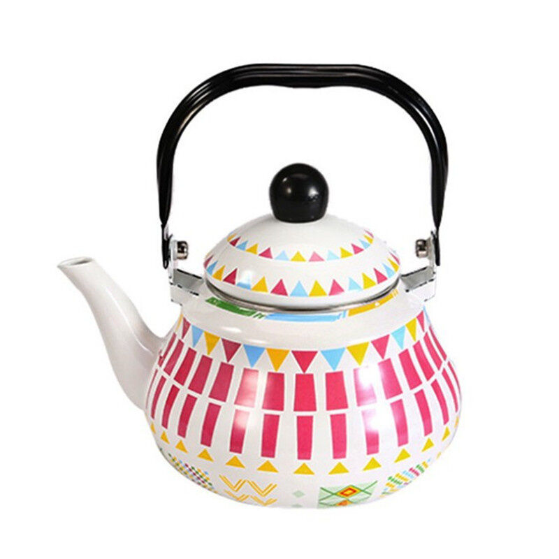 0.7L 1.2L 1.5L Daily Pearshape Enamel Kettle Classic Decorative Flower Enamel Teapot Metal Steel Tea Pot Handle Included
