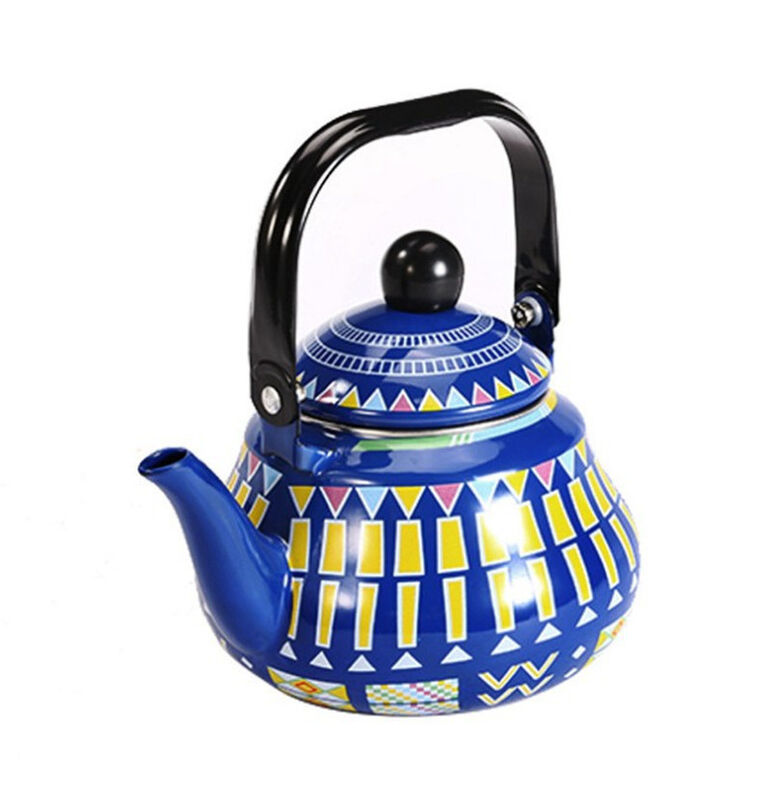 0.7L 1.2L 1.5L Daily Pearshape Enamel Kettle Classic Decorative Flower Enamel Teapot Metal Steel Tea Pot Handle Included