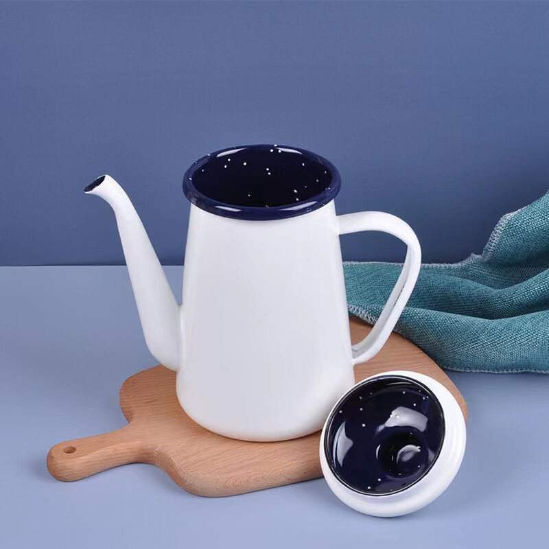 Customized Logo Handmade Enamelled Metal Teapot Kettle Coffee Pot Cold Water Pot Colorful Drinkware 09L 12L 15L 21L