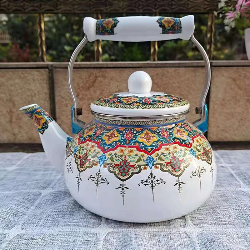 Iron Kettle Thickness 0.8mm Multi Capacity Enamel Whistling Tea Kettle Teapot 07L 11L 15L 25L Decorative Flower Decal