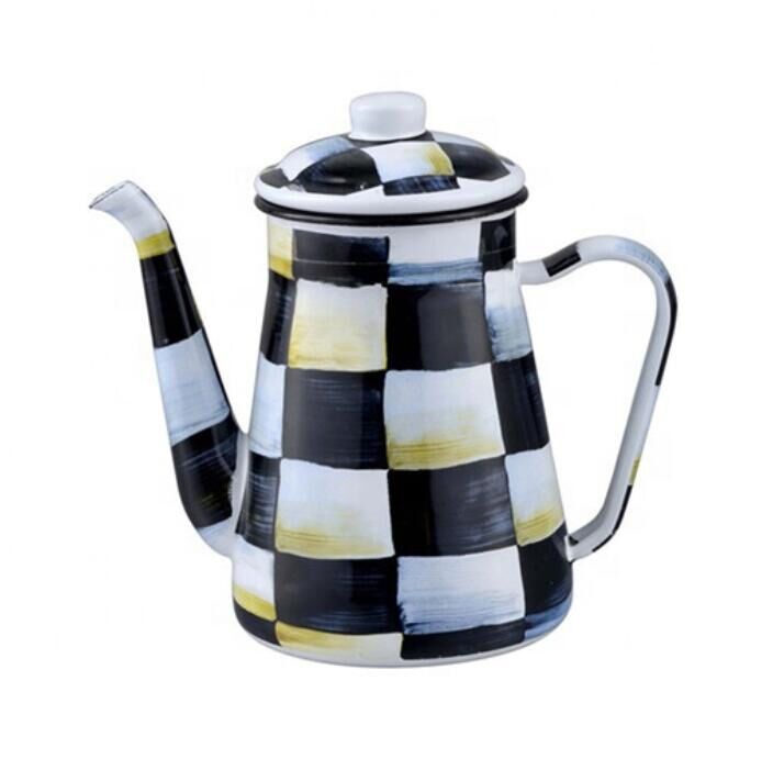 Customized Logo Daily Multi Capacity Enamel Handle Coffee Pot Enamel Steel Kettles Custom Decal Printing Variations