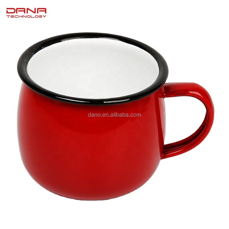 150g Flower Theme Lovely Enamel Mug Belly Shape Coffee Milk Mug Custom Decal Multi Size Creative
