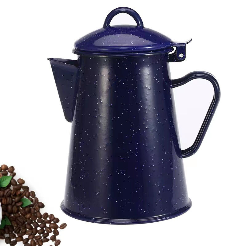 80000pieces per year porcelain multi capacity enamel kettle teapot coffee pot white dot water kettle ideal for commercial