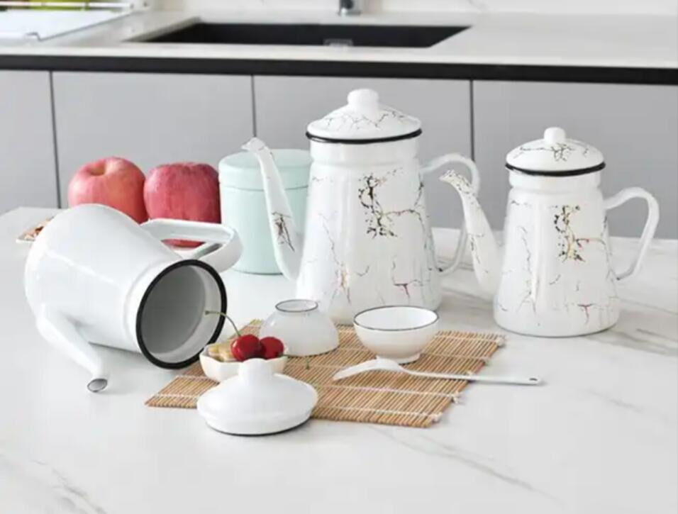 Daily Eco-Friendly Multi Capacity Enamel Kettles Classic Design Teapot Coffee Pot Water Kettle Great for Home and Office