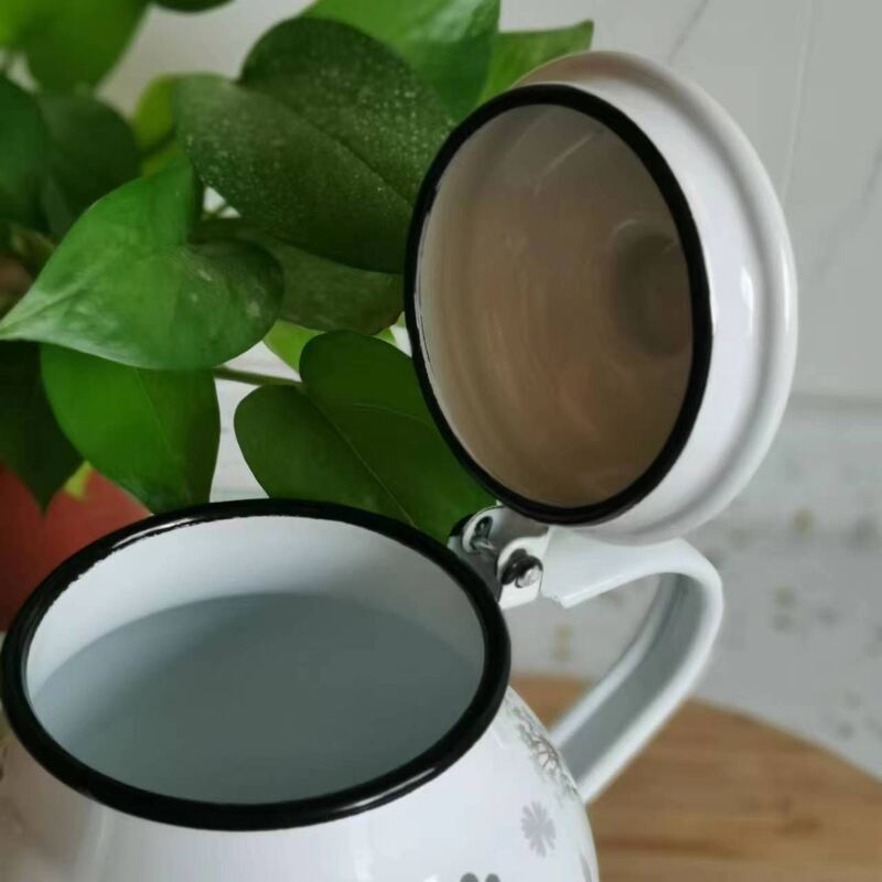 High Temperature Logo Printing Health Care Function Tea Kettle and Tea Pot Maker Round Shape Enamel Teapot with Lid