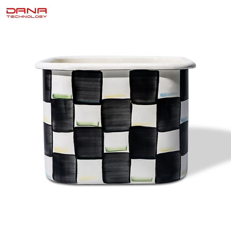 Carbon Steel Eco Friendly Classic Black White Enamel Noodle Cup Supplied with Plastic Lid and Enamel Lid Combo