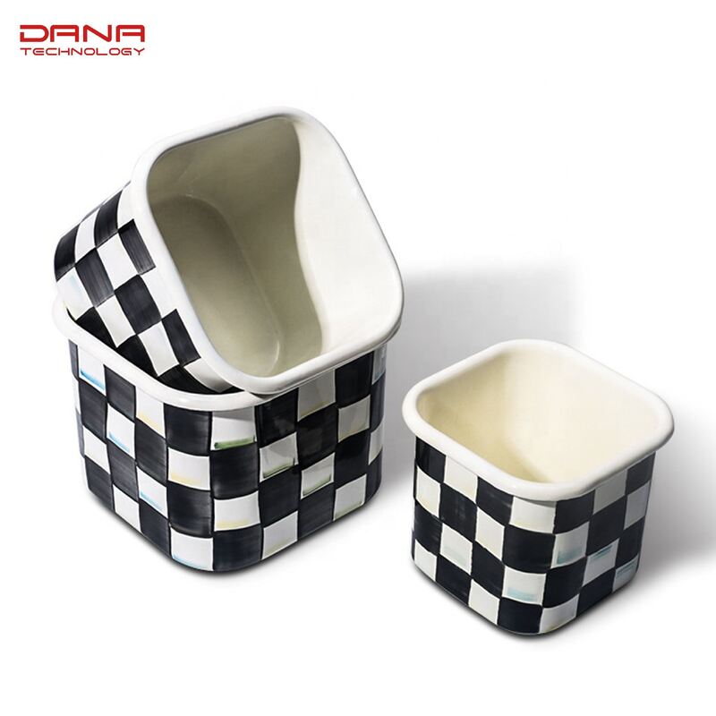 Carbon Steel Eco Friendly Classic Black White Enamel Noodle Cup Supplied with Plastic Lid and Enamel Lid Combo