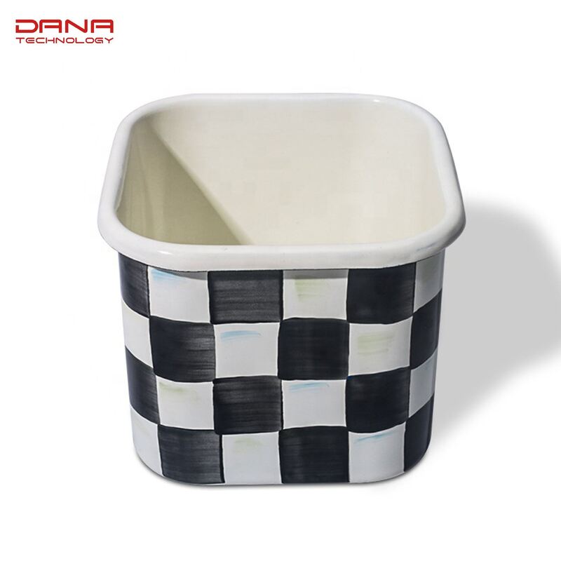 Carbon Steel Eco Friendly Classic Black White Enamel Noodle Cup Supplied with Plastic Lid and Enamel Lid Combo