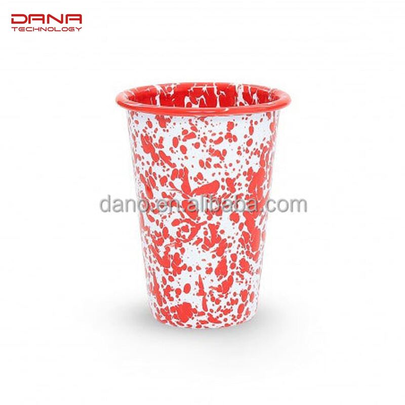 Enamel Coating Double Coating 0.5mm Thickness Custom Logo Sublimation Metal Steel Camping Coffee Tea Tumbler Mugs Handle