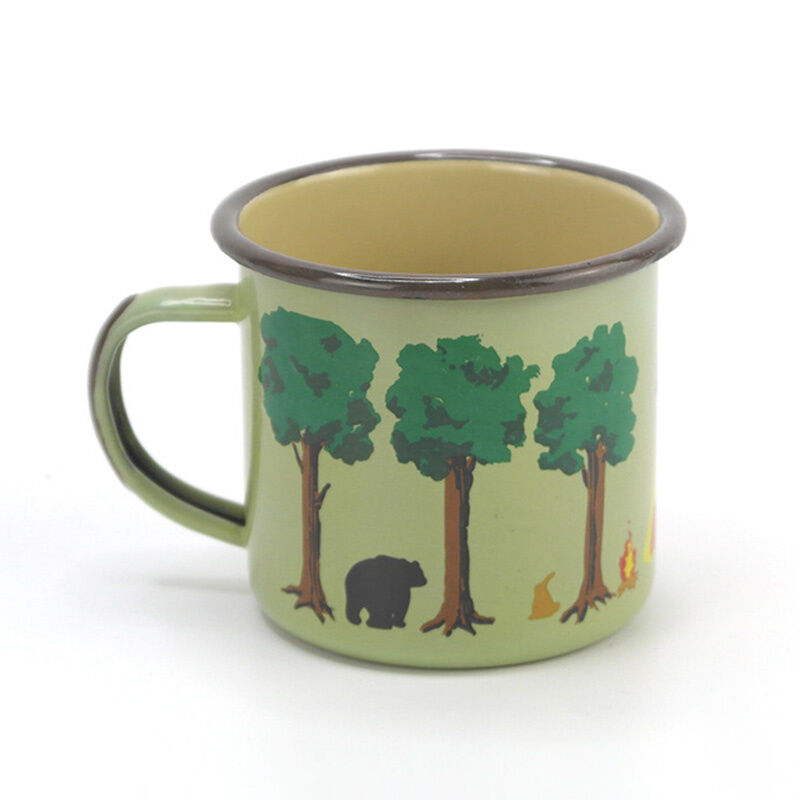 Enamel Coating Double Coating 0.5mm Thickness 16oz Travel Mug with Handle Custom Logo Print Coffee Tea Cups Outdoor