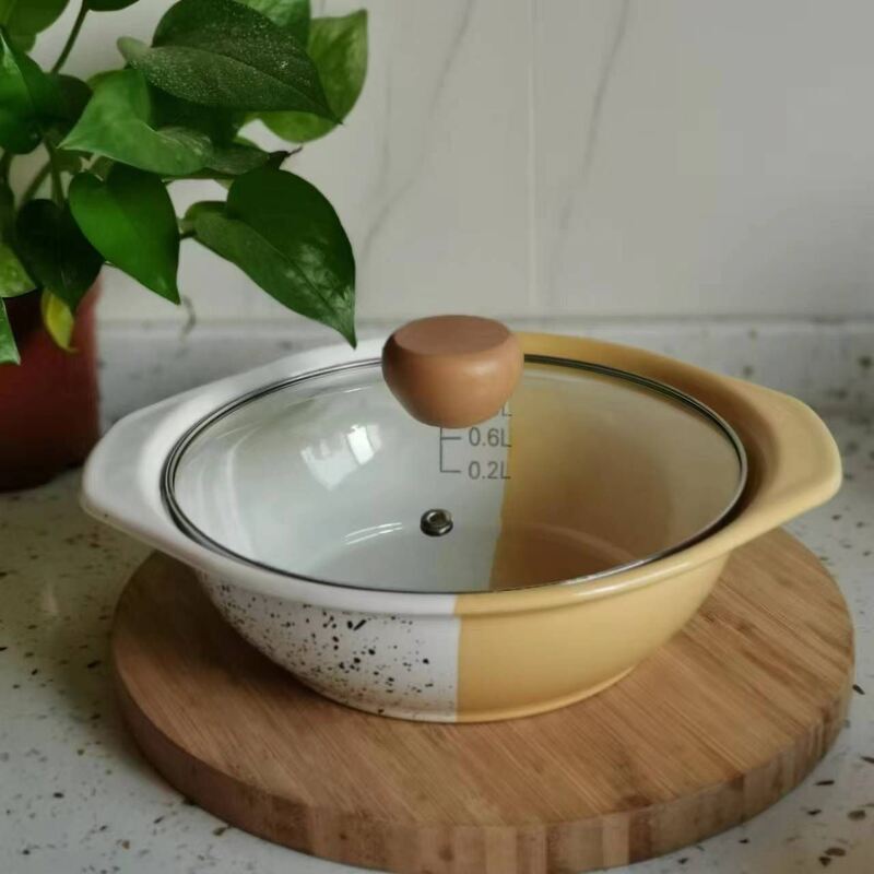 Customized Color Daily Carbon Steel Cook Pot Set Non Toxic Kitchen Seafood Milk Soup Sauce Pot Pan with Glass Lid