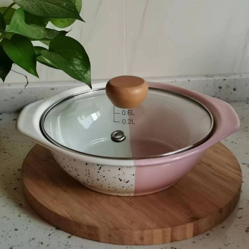 Customized Color Daily Carbon Steel Cook Pot Set Non Toxic Kitchen Seafood Milk Soup Sauce Pot Pan with Glass Lid