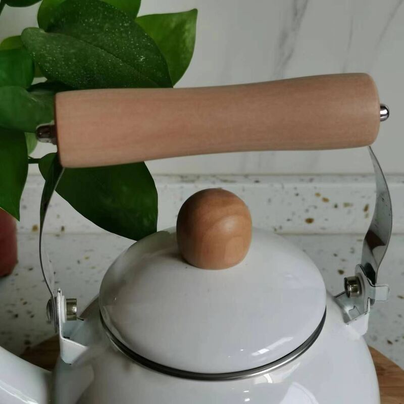 Customized Color 12L Enamel Kettle Teapot Constructed Using Carbon Steel Iron Type Along with Wooden Handle