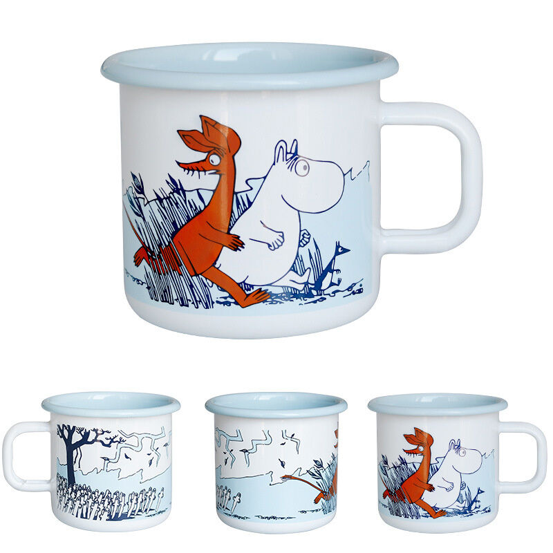 Enamel Coating Double Coating Nordic Style Thickened Metal Steel Mug Custom Cartoon Pattern Christmas Gift Mug 8x8cm