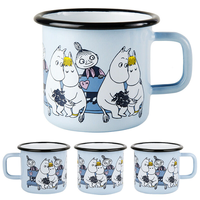 Enamel Coating Double Coating Nordic Style Thickened Metal Steel Mug Custom Cartoon Pattern Christmas Gift Mug 8x8cm
