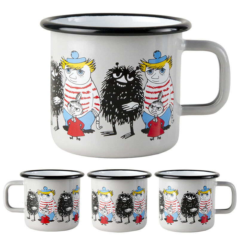 Enamel Coating Double Coating Nordic Style Thickened Metal Steel Mug Custom Cartoon Pattern Christmas Gift Mug 8x8cm