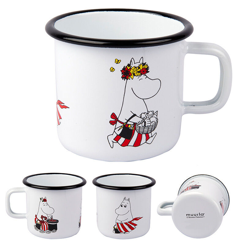 Enamel Coating Double Coating Nordic Style Thickened Metal Steel Mug Custom Cartoon Pattern Christmas Gift Mug 8x8cm