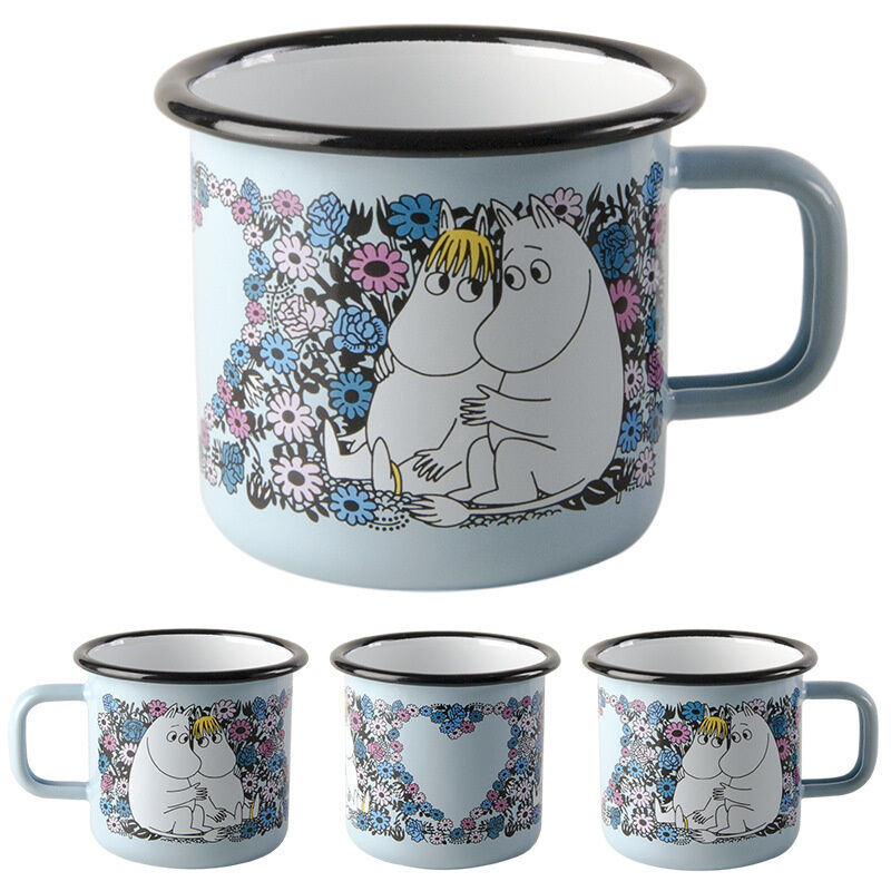 Enamel Coating Double Coating Nordic Style Thickened Metal Steel Mug Custom Cartoon Pattern Christmas Gift Mug 8x8cm