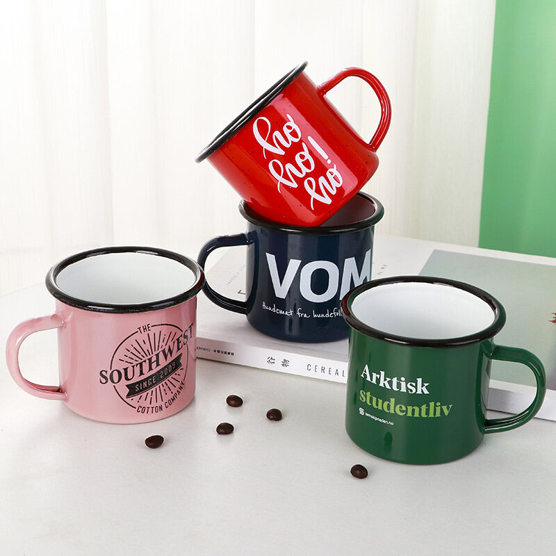 304 Stainless Steel Rolled Edge Rim Colorful Enamel Coffee Tea Mug Stylish Design Suitable for Indoor Outdoor Activities