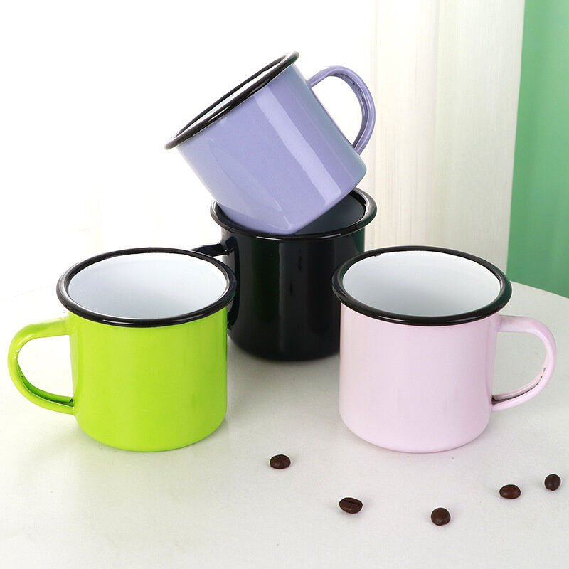 304 Stainless Steel Rolled Edge Rim Colorful Enamel Coffee Tea Mug Stylish Design Suitable for Indoor Outdoor Activities