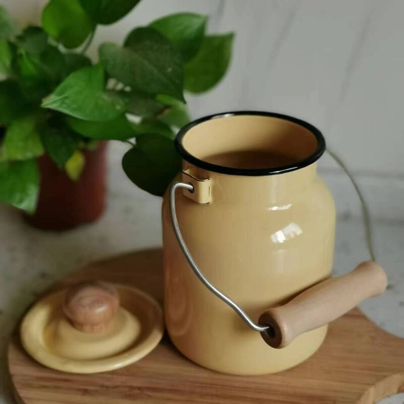 2.9L 4.2L 6L Handmade Farmhouse Decorative Milk Can Enamel Carbon Steel Tubs