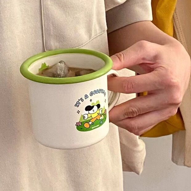 Carbon Steel 350ml Customized Printed Metal Steel Enamel Camping Mug Sublimation Enamel Coffee Tea Drinkware Collection