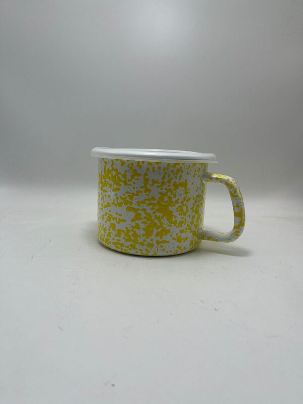 C Shape Handle Multi Capacity Enamel Noodle Pot Round Milk Cup with Enamel PE Cover Diameter Options 6cm to 15cm