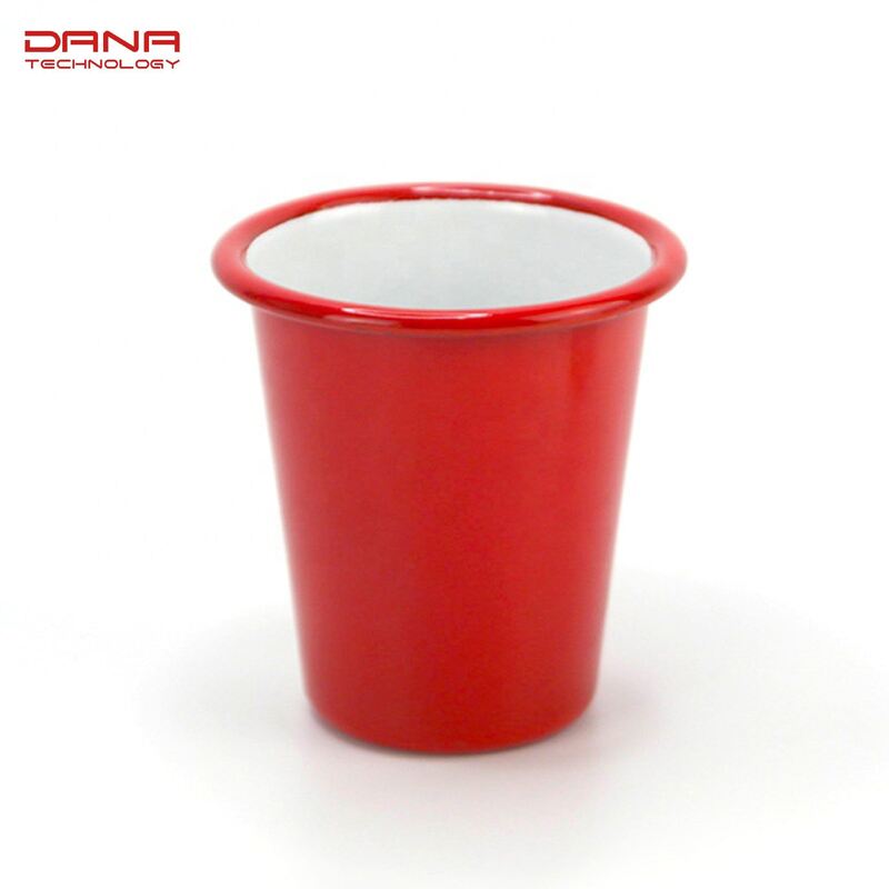 Daily Multi Capacity Enamel Metal Conical Cups with Rolled Edge Rim 304 Stainless Steel Mugs and Personalized Decal