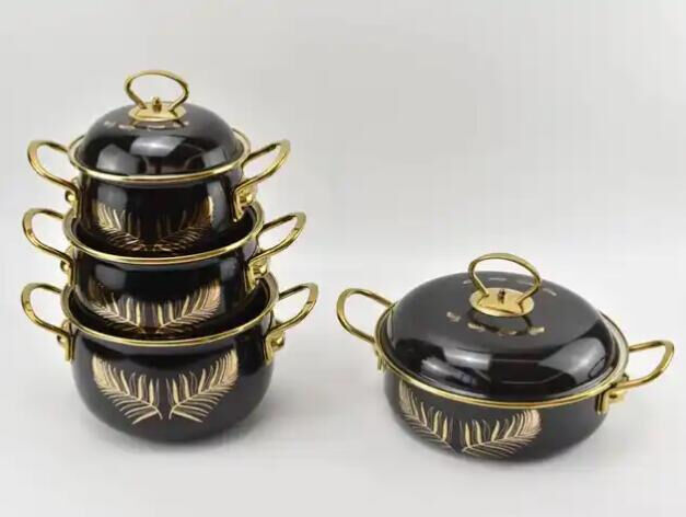 Eco-Friendly 5PCS Enamel Cookware Cooking Pot Set Cast Iron Enamel Casserole Customized Logo Acceptable