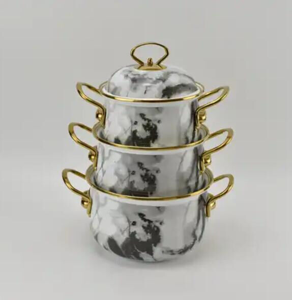 Eco-Friendly 5PCS Enamel Cookware Cooking Pot Set Cast Iron Enamel Casserole Customized Logo Acceptable