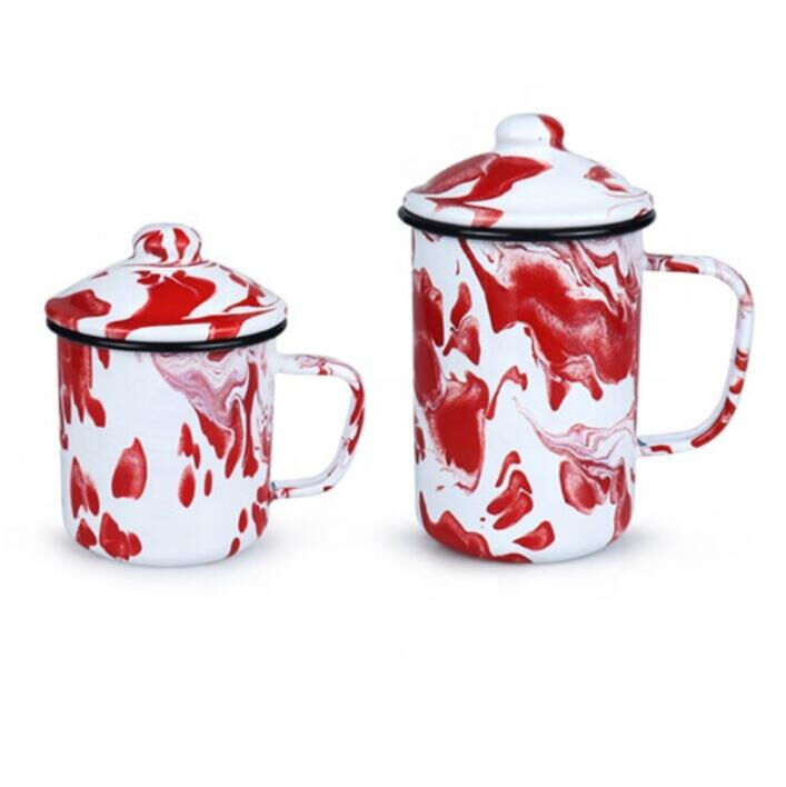 Handmade Carbon Steel Custom Classic 16oz Vintage Speckled Camping Cup Mug Printing Logo Enamel Stoneware Customized Enamel Campfire Coffee Mugs