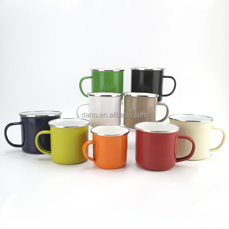 C Shape Handle Custom Design Enamel Coffee Mugs Milk Mugs Hot Water Mugs Designed for Camping and Outdoor Enthusiasts