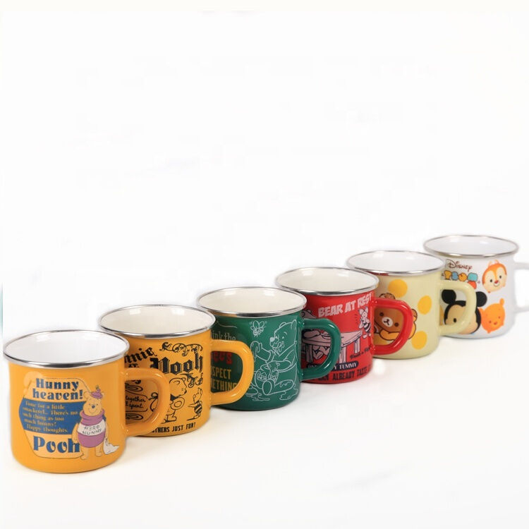 C Shape Handle Custom Design Enamel Coffee Mugs Milk Mugs Hot Water Mugs Designed for Camping and Outdoor Enthusiasts